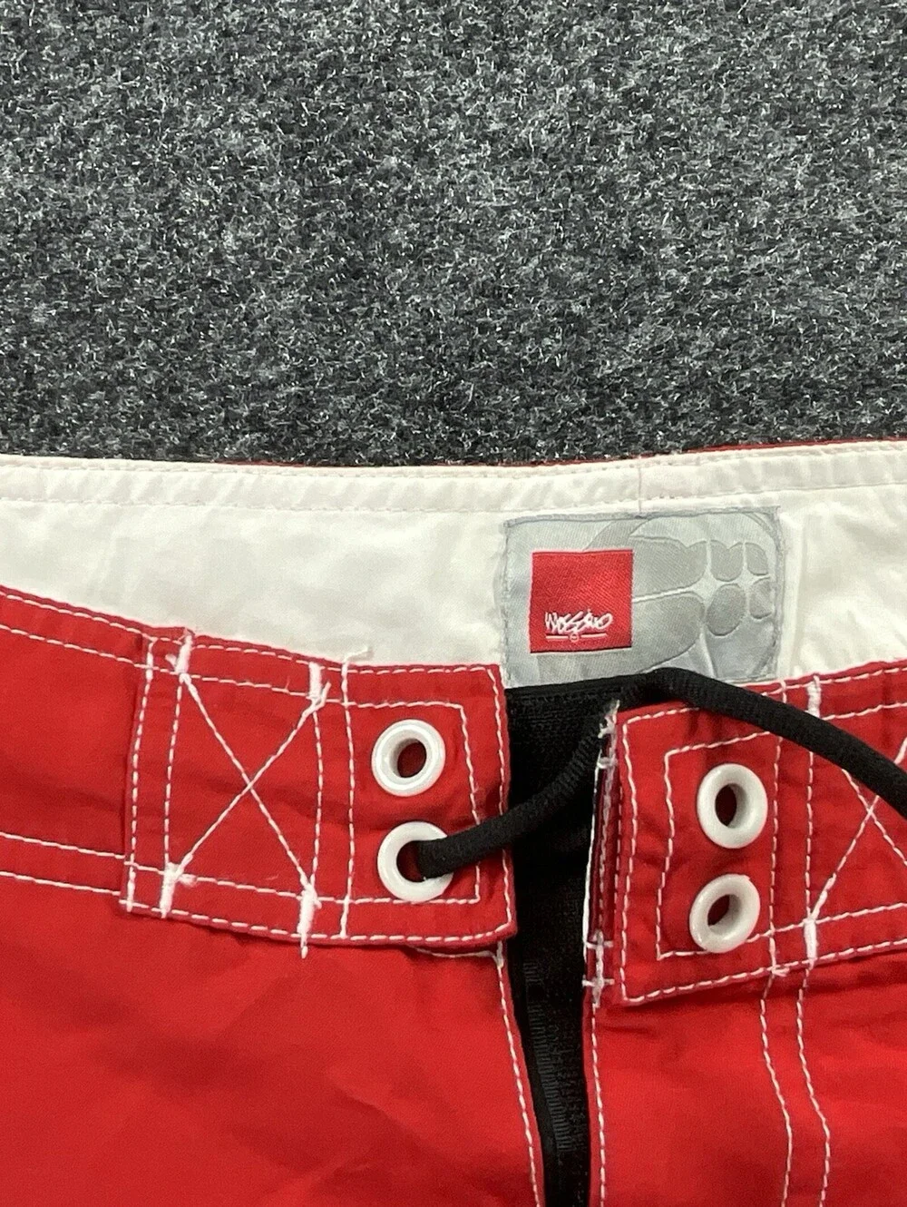 Mossimo Men's Board Shorts Size 36 Red Black Surf Swim Trunks Drawstring